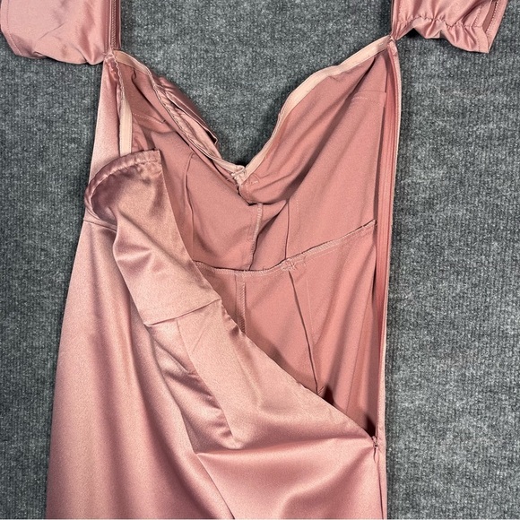 NWT Pretty Little Thing Womens 2 Pink Barbie‎ Off Shoulder Bow Flare Jumpsuit - Picture 10 of 16